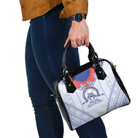Queen Salote College 100 Years Personalized Shoulder Handbag Tonga QSC Heilala Lei White Ngatu Pattern