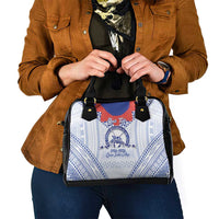 Queen Salote College 100 Years Personalized Shoulder Handbag Tonga QSC Heilala Lei White Ngatu Pattern