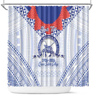 Queen Salote College 100 Years Personalized Shower Curtain Tonga QSC Heilala Lei White Ngatu Pattern