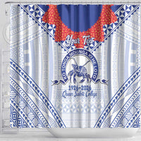 Queen Salote College 100 Years Personalized Shower Curtain Tonga QSC Heilala Lei White Ngatu Pattern