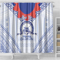 Queen Salote College 100 Years Personalized Shower Curtain Tonga QSC Heilala Lei White Ngatu Pattern