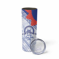 Queen Salote College 100 Years Personalized Skinny Tumbler Tonga QSC Heilala Lei White Ngatu Pattern