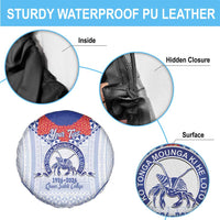 Queen Salote College 100 Years Personalized Spare Tire Cover Tonga QSC Heilala Lei White Ngatu Pattern