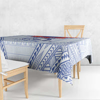 Queen Salote College 100 Years Personalized Tablecloth Tonga QSC Heilala Lei White Ngatu Pattern