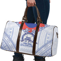 Queen Salote College 100 Years Personalized Travel Bag Tonga QSC Heilala Lei White Ngatu Pattern