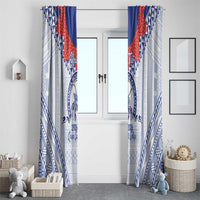 Queen Salote College 100 Years Personalized Window Curtain Tonga QSC Heilala Lei White Ngatu Pattern