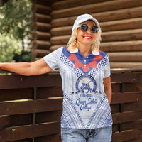 Queen Salote College 100 Years Personalized Women Polo Shirt Tonga QSC Heilala Lei White Ngatu Pattern