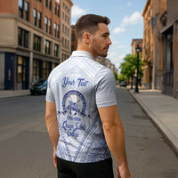 Queen Salote College 100 Years Personalized Zipper Polo Shirt Tonga QSC Heilala Lei White Ngatu Pattern