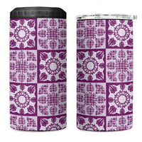 Poni Palaka Quilt Hawaii 4 in 1 Can Cooler Tumbler Hawaiian Tropical Monstera Sea Turtle LT14 One Size: 16 oz Purple - Polynesian Pride