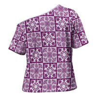 Poni Palaka Quilt Hawaii Cross Shoulder Shirt Hawaiian Tropical Monstera Sea Turtle