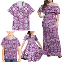 Poni Palaka Quilt Hawaii Family Matching Off Shoulder Maxi Dress and Hawaiian Shirt Hawaiian Tropical Monstera Sea Turtle