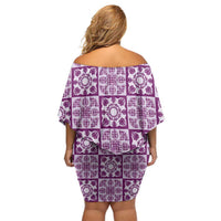 Poni Palaka Quilt Hawaii Family Matching Off Shoulder Short Dress and Hawaiian Shirt Hawaiian Tropical Monstera Sea Turtle