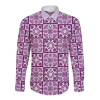 Poni Palaka Quilt Hawaii Long Sleeve Button Shirt Hawaiian Tropical Monstera Sea Turtle