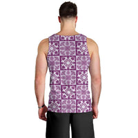 Poni Palaka Quilt Hawaii Men Tank Top Hawaiian Tropical Monstera Sea Turtle
