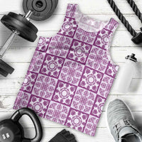 Poni Palaka Quilt Hawaii Men Tank Top Hawaiian Tropical Monstera Sea Turtle