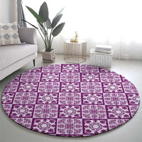 Poni Palaka Quilt Hawaii Round Carpet Hawaiian Tropical Monstera Sea Turtle