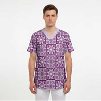 Poni Palaka Quilt Hawaii Scrub Top Hawaiian Tropical Monstera Sea Turtle