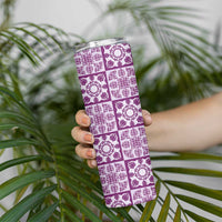 Poni Palaka Quilt Hawaii Skinny Tumbler Hawaiian Tropical Monstera Sea Turtle LT14 - Polynesian Pride