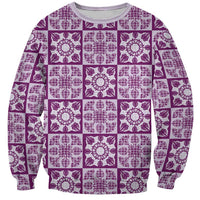 Poni Palaka Quilt Hawaii Sweatshirt Hawaiian Tropical Monstera Sea Turtle