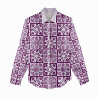 Poni Palaka Quilt Hawaii Women Casual Shirt Hawaiian Tropical Monstera Sea Turtle