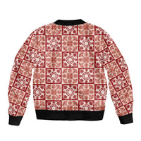 Ulaula Palaka Quilt Hawaii Bomber Jacket Hawaiian Tropical Monstera Sea Turtle