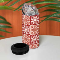 Ulaula Palaka Quilt Hawaii 4 in 1 Can Cooler Tumbler Hawaiian Tropical Monstera Sea Turtle LT14 - Polynesian Pride