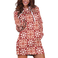 Ulaula Palaka Quilt Hawaii Hoodie Dress Hawaiian Tropical Monstera Sea Turtle LT14 Red - Polynesian Pride