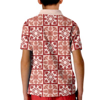 Ulaula Palaka Quilt Hawaii Kid Polo Shirt Hawaiian Tropical Monstera Sea Turtle