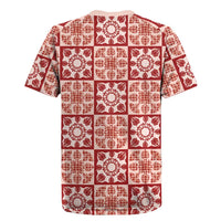 Ulaula Palaka Quilt Hawaii Rugby Jersey Hawaiian Tropical Monstera Sea Turtle