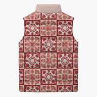 Ulaula Palaka Quilt Hawaii Sleeveless Puffer Jacket Hawaiian Tropical Monstera Sea Turtle