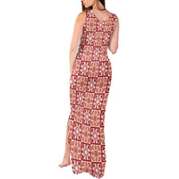 Ulaula Palaka Quilt Hawaii Tank Maxi Dress Hawaiian Tropical Monstera Sea Turtle LT14 - Polynesian Pride