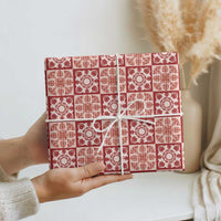 Ulaula Palaka Quilt Hawaii Wrapping Paper Hawaiian Tropical Monstera Sea Turtle