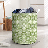 Omaomao Palaka Quilt Hawaii Laundry Basket Hawaiian Tropical Monstera Sea Turtle