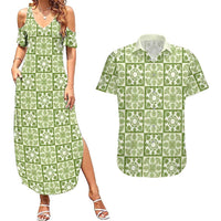 Omaomao Palaka Quilt Hawaii Couples Matching Summer Maxi Dress and Hawaiian Shirt Hawaiian Tropical Monstera Sea Turtle