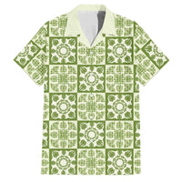 Omaomao Palaka Quilt Hawaii Family Matching Off The Shoulder Long Sleeve Dress and Hawaiian Shirt Hawaiian Tropical Monstera Sea Turtle
