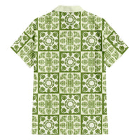 Omaomao Palaka Quilt Hawaii Family Matching Off The Shoulder Long Sleeve Dress and Hawaiian Shirt Hawaiian Tropical Monstera Sea Turtle