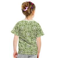 Omaomao Palaka Quilt Hawaii Kid T Shirt Hawaiian Tropical Monstera Sea Turtle LT14 - Polynesian Pride
