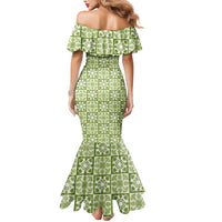 Omaomao Palaka Quilt Hawaii Mermaid Dress Hawaiian Tropical Monstera Sea Turtle