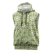 Omaomao Palaka Quilt Hawaii Sleeveless Hoodie Hawaiian Tropical Monstera Sea Turtle LT14 Green - Polynesian Pride