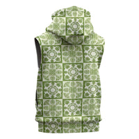 Omaomao Palaka Quilt Hawaii Sleeveless Zip Hoodie Hawaiian Tropical Monstera Sea Turtle LT14 - Polynesian Pride