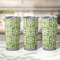 Omaomao Palaka Quilt Hawaii Tumbler Cup Hawaiian Tropical Monstera Sea Turtle LT14 - Polynesian Pride