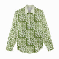 Omaomao Palaka Quilt Hawaii Women Casual Shirt Hawaiian Tropical Monstera Sea Turtle LT14 - Polynesian Pride