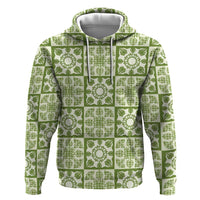 Omaomao Palaka Quilt Hawaii Zip Hoodie Hawaiian Tropical Monstera Sea Turtle LT14 Pullover Hoodie Green - Polynesian Pride