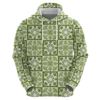 Omaomao Palaka Quilt Hawaii Zip Hoodie Hawaiian Tropical Monstera Sea Turtle LT14 - Polynesian Pride