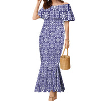 Polu Palaka Quilt Hawaii Mermaid Dress Hawaiian Tropical Monstera Sea Turtle LT14 Women Blue - Polynesian Pride