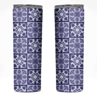 Polu Palaka Quilt Hawaii Skinny Tumbler Hawaiian Tropical Monstera Sea Turtle LT14 Blue - Polynesian Pride