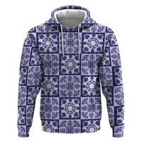 Polu Palaka Quilt Hawaii Zip Hoodie Hawaiian Tropical Monstera Sea Turtle LT14 Pullover Hoodie Blue - Polynesian Pride