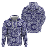 Polu Palaka Quilt Hawaii Zip Hoodie Hawaiian Tropical Monstera Sea Turtle LT14 - Polynesian Pride