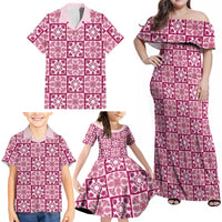 Akala Palaka Quilt Hawaii Family Matching Off Shoulder Maxi Dress and Hawaiian Shirt Hawaiian Tropical Monstera Sea Turtle LT14 - Polynesian Pride
