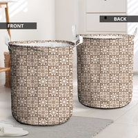 Beige Palaka Quilt Hawaii Laundry Basket Hawaiian Tropical Monstera Sea Turtle
